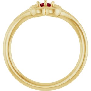 14K Yellow Gold Natural Ruby Youth Flower Ring