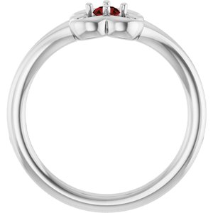 14K White Gold Natural Mozambique Garnet Youth Flower Ring