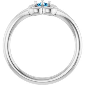 14K White Gold Natural Blue Zircon Youth Flower Ring