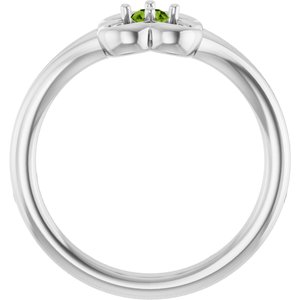 14K White Gold Natural Peridot Youth Flower Ring