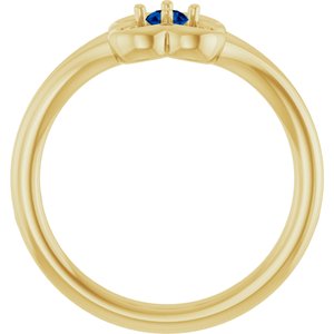 14K Yellow Gold Natural Blue Sapphire Youth Flower Ring