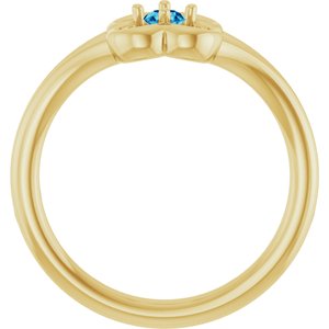 14K Yellow Gold Natural Blue Zircon Youth Flower Ring