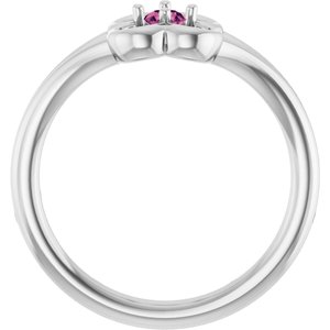 14K White Gold Natural Pink Tourmaline Youth Flower Ring