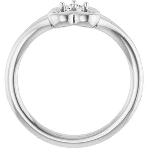14K White Gold .06 CT Natural Diamond Youth Flower Ring