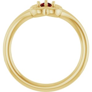 14K Yellow Gold Natural Mozambique Garnet Youth Flower Ring
