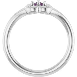 14K White Gold Natural Alexandrite Youth Flower Ring