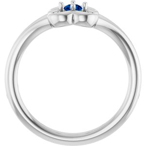 Platinum Natural Blue Sapphire Youth Flower Ring