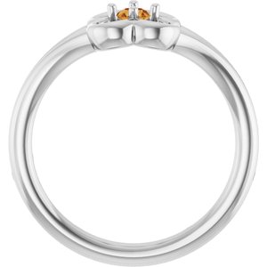 14K White Gold Natural Citrine Youth Flower Ring