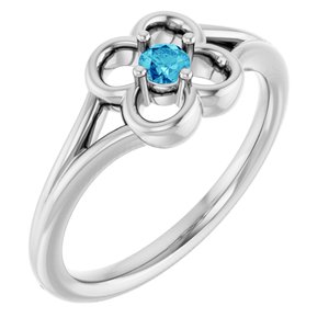 14K White Gold Natural Blue Zircon Youth Flower Ring