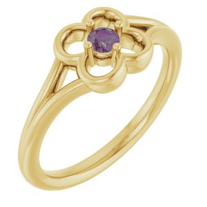 14K Yellow Gold Natural Alexandrite Youth Flower Ring
