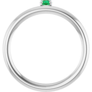 Sterling Silver Imitation Emerald Stackable Ring