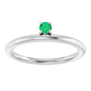 Sterling Silver Imitation Emerald Stackable Ring