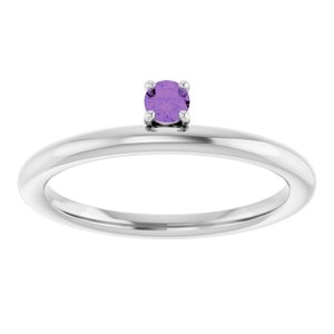 Sterling Silver Imitation Amethyst Stackable Ring