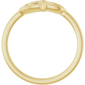 14K Yellow Gold .03 CT Natural Diamond Hamsa Ring