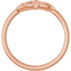 14K Rose Gold .03 CT Natural Diamond Hamsa Ring