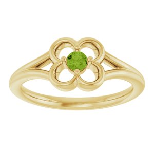 14K Yellow Gold Natural Peridot Youth Flower Ring