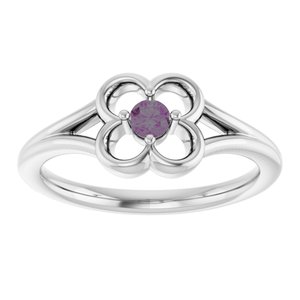 14K White Gold Natural Alexandrite Youth Flower Ring