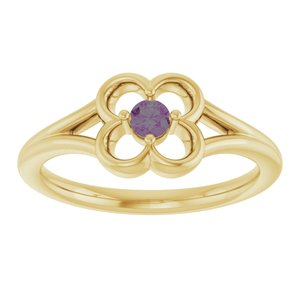 14K Yellow Gold Natural Alexandrite Youth Flower Ring