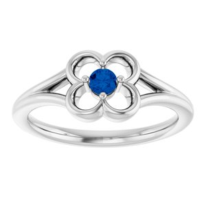 14K White Gold Natural Blue Sapphire Youth Flower Ring