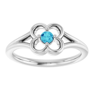 14K White Gold Natural Blue Zircon Youth Flower Ring