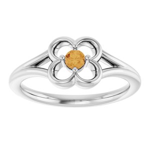 14K White Gold Natural Citrine Youth Flower Ring