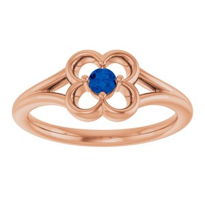 14K Rose Gold Natural Blue Sapphire Youth Flower Ring
