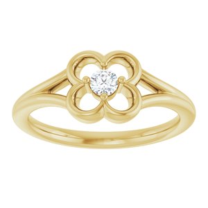 14K Yellow Gold .06 CT Natural Diamond Youth Flower Ring