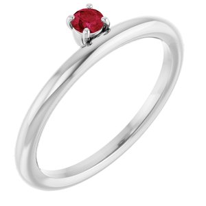 Sterling Silver Imitation Ruby Stackable Ring