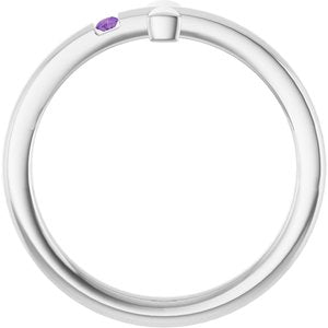 Sterling Silver Youth Imitation Amethyst Sideways Cross Ring