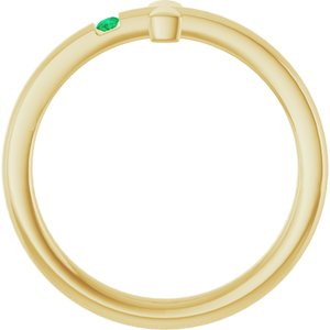 14K Yellow Gold Lab-Grown Emerald Youth Sideways Cross Ring
