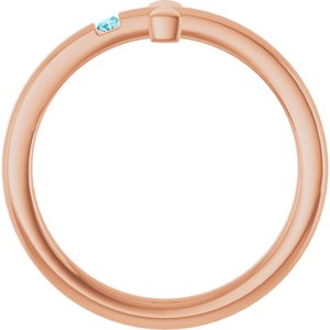 14K Rose Gold Natural Blue Zircon Youth Sideways Cross Ring