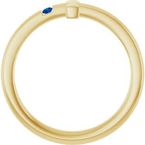 14K Yellow Gold Natural Blue Sapphire Youth Sideways Cross Ring