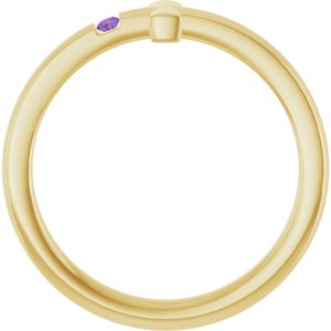 14K Yellow Gold Natural Amethyst Youth Sideways Cross Ring