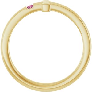14K Yellow Gold Natural Pink Tourmaline Youth Sideways Cross Ring