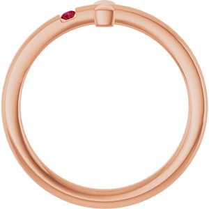 14K Rose Gold Natural Ruby Youth Sideways Cross Ring