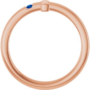 14K Rose Gold Natural Blue Sapphire Youth Sideways Cross Ring