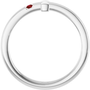Sterling Silver Youth Imitation Garnet Sideways Cross Ring
