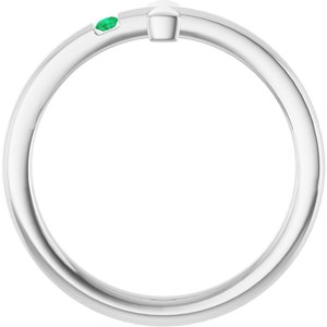 14K White Gold Natural Emerald Youth Sideways Cross Ring