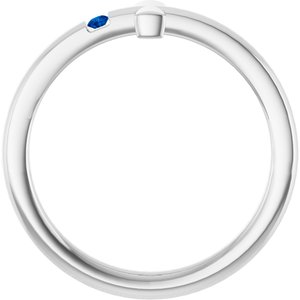 14K White Gold Natural Blue Sapphire Youth Sideways Cross Ring