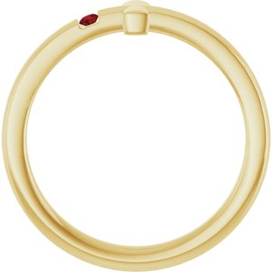 14K Yellow Gold Natural Mozambique Garnet Youth Sideways Cross Ring