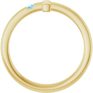 14K Yellow Gold Natural Aquamarine Youth Sideways Cross Ring
