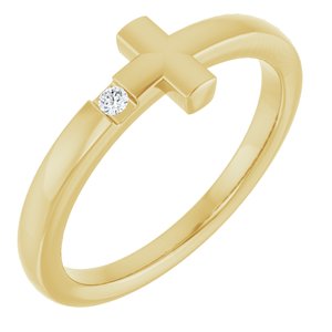 14K Yellow Gold .015 CTW Natural Diamond Youth Sideways Cross Ring