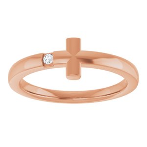14K Rose Gold .015 CTW Natural Diamond Youth Sideways Cross Ring