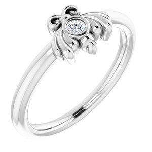 14K White Gold .04 CTW Natural Diamond Bee Youth Ring