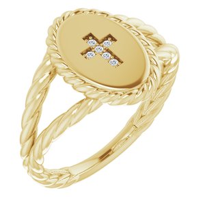 14K Yellow Gold .02 CTW Natural Diamond Cross Ring