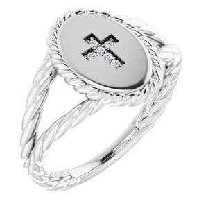 Sterling Silver .02 CTW Natural Diamond Cross Ring