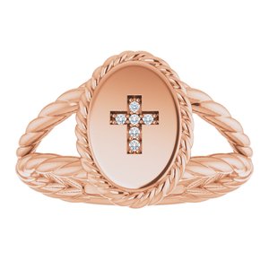 14K Rose Gold .02 CTW Natural Diamond Cross Ring