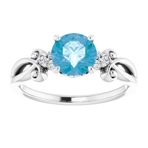 Platinum Natural Swiss Blue Topaz & .06 CTW Natural Diamond Ring