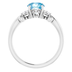 14K White Gold Natural Swiss Blue Topaz & .06 CTW Natural Diamond Ring
