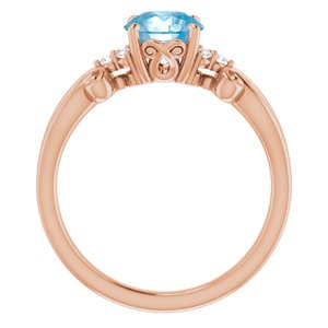 14K Rose Gold Natural Swiss Blue Topaz & .06 CTW Natural Diamond Ring
